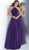 Jovani - JVN64114 Embroidered Halter Neck A-line Dress In Purple