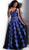 Jovani - JVN64158 Sequined Two Tone Plunging V-neck A-line Dress In Black and Blue