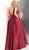 Jovani - JVN65483 Deep V-neck Pleated Ballgown With Cutouts in Red