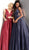 Jovani - JVN65483 Deep V-neck Pleated Ballgown With Cutouts In Red And Blue