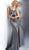 Jovani - JVN65600 Sleeveless Plunging V-neck Trumpet Dress With Train in Silver