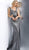 Jovani - JVN65600 Sleeveless Plunging V-neck Trumpet Dress With Train in Silver