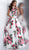 Jovani - JVN66058 Two Piece Floral Printed and Embellished Ballgown in White and Print