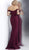 Jovani - JVN66695 Lace Off-Shoulder Trumpet Dress With Mini Train In Red