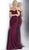 Jovani - JVN66695 Lace Off-Shoulder Trumpet Dress With Mini Train In Red