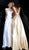 Jovani - JVN66900 Plunging V-neck Metallic Ballgown With Side Pockets in Gold and Silver