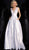 Jovani - JVN66900 Plunging V-neck Metallic Ballgown With Side Pockets in Silver