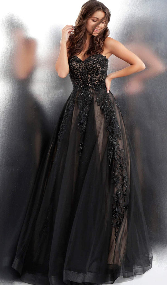 Jovani - JVN66970 Strapless Embellished Sweetheart Ballgown In Black