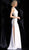 Jovani - JVN67039 Beaded Jewel Neck Sheath Dress With Slit In White