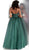 Jovani - JVN67048 Strapless Embroidered Pleated Ballgown In Green