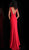Jovani - JVN67096 Sleeveless Deep V-neck Jersey Trumpet Dress in Red