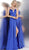 Jovani - JVN67098 Double Spaghetti Strap A-Line Satin Gown in Blue
