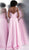 Jovani - JVN67098 Double Spaghetti Strap A-Line Satin Gown in Pink