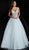 Jovani - JVN67134 Crystal-Studded Illusion Bodice Ballgown in Blue