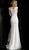 Jovani - JVN67611 Lace Embroidered V-neck Trumpet Dress in Ivory