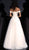 Jovani - JVN67612 Embroidered Off-Shoulder Ballgown With Lace Up Back in Champagne