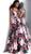 Jovani - JVN67695 Plunging V-Neck Floral Print A-Line Gown In Multicolor