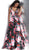 Jovani - JVN67695 Plunging V-Neck Floral Print A-Line Gown In Multicolor