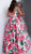 Jovani - JVN67696 Plunging V Neck Floral A-Line Evening Dress In Multicolor