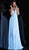 Jovani - JVN67724 Embellished Deep V-neck Ruched A-line Dress in Blue