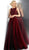 Jovani - JVN67782 Embroidered Bateau Ballgown With Sheer Back in Red