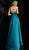 Jovani - JVN68314 Embellished Deep V-neck A-line Dress With Slit In Green