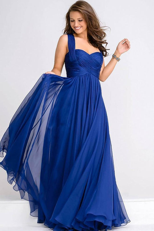 Sweetheart Neckline Ruched Bodice Chiffon Dress JVN94199