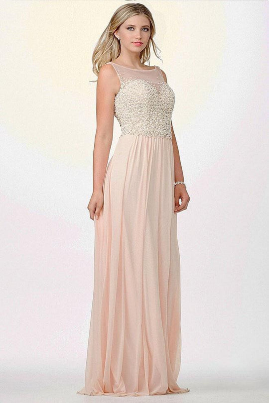 JVN98420 Pearl Embellished Chiffon Dress