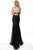 Jovani - 55184 Embellished Halter V-neck Trumpet Dress In Black