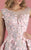 MNM COUTURE - K3558 Sheer Bateau Floral Applique Textured A-line Gown In Pink