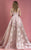 MNM COUTURE - K3558 Sheer Bateau Floral Applique Textured A-line Gown In Pink