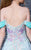 MNM COUTURE - K3605 Floral Lace Off-Shoulder A-Line Dress in Blue