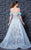 MNM COUTURE - K3605 Floral Lace Off-Shoulder A-Line Dress in Blue