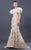 MNM COUTURE - K3640 Bedazzled Mermaid Dress With Feathered Sleeves In Neutral