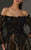 MNM COUTURE - K3689 Feathered Off-Shoulder A-line Gown In Black