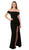 Nox Anabel - K401 Off Shoulder High Slit Long Dress In Black