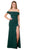 Nox Anabel - K401 Off Shoulder High Slit Long Dress In Green