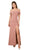 Nox Anabel - K401 Off Shoulder High Slit Long Dress In Pink and Purple