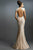 Janique K6462 Elegant Lace Mermaid Gown with Plunging Neckline In Neutral