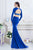 Janique K6525 - Trendsetter Two Piece Long Sleeved Emebllished Neckline Jersey Gown in Blue