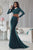 Janique K6525 - Trendsetter Two Piece Long Sleeved Emebllished Neckline Jersey Gown in Green