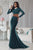 Janique K6525 - Trendsetter Two Piece Long Sleeved Emebllished Neckline Jersey Gown in Green