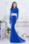 Janique K6525 - Trendsetter Two Piece Long Sleeved Emebllished Neckline Jersey Gown in Blue