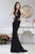Janique K6529 - Long Halter Nude Asymmetric Inset Jersey Gowns in Red and Neutral