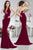 Janique K6529 - Long Halter Nude Asymmetric Inset Jersey Gowns in Red and Neutral