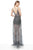 Jovani - 65259 Beaded Plunging V Neck Sheer Evening Dress In Gray