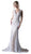 Cinderella Divine - KC1756 Lace Deep V-neck Trumpet Dress With Train In White