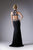 Cinderella Divine - KC1799 Floral Applique Beaded Jersey Evening Gown In Black