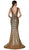 Cinderella Divine - KC19025 Two Tone Sequined Deep Vneck Mermaid Dress In Black and Gold