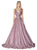 Cinderella Divine - KC19053 Embellished Plunging V-neck Ballgown In Pink